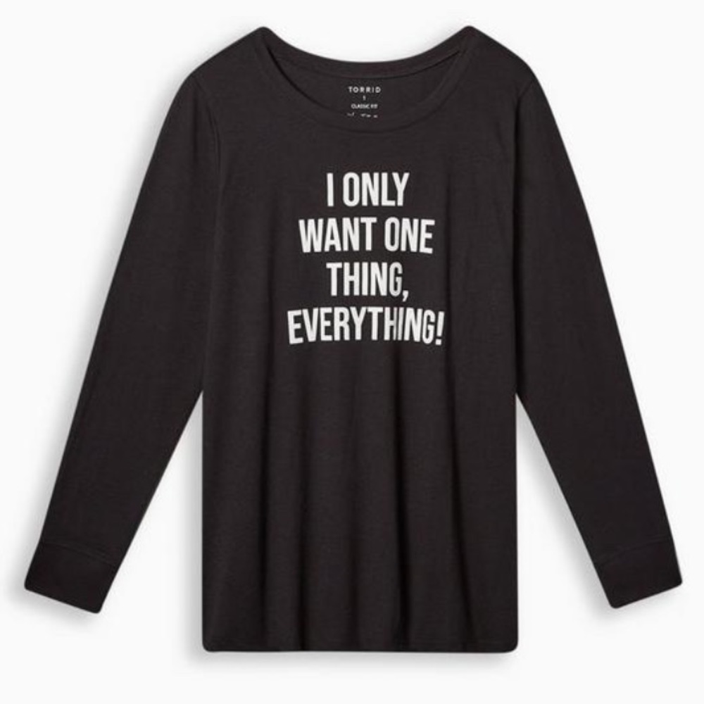 🧡 3/20 Sale: TORRID Size 18-20 I Want One Thing Classic Fit Jersey Tee  NWT